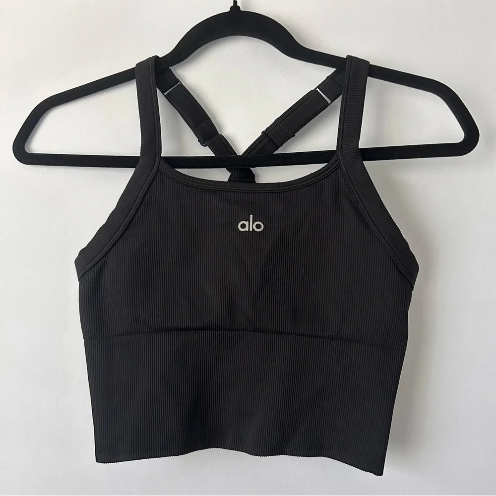 ALO Yoga Women's Seamless Ribbed Favorite Bra Tank - Picture 2 of 3